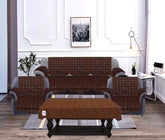 Kuber Industries Geometric Design Cotton Sofa Cover 3 Seater and 2 Seater|6 Piece Arms Cover Use Both Side|5 Seater Sofa Cover|Set of 17 (Brown)